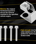 High Octane Exhaust Manifold Flange Bolts And Nuts 03442 Hardware Kit with high-strength iron bolts and bracket mount for Dodge Ram 1500 Jeep.