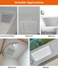 Straight Up Top Shelf Aluminum Louvered Access Panel With Heavy Duty Pre Filter Decorative Air Vent Cover For Ceiling And Wall Home Office HVAC Drywall Grille 18 By 24 Inches Smooth Airflow installed in various room settings.