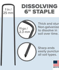 Dissolving Garden Landscape Staples 6 Inch Pins For Weed Barrier Fabric Stakes 11 Gauge Steel 200 Pack Made In USA Non Galvanized Rusting For Extra Hold illustration