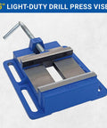 LDPV-6 6 Inch Drill Press Vise With Cast Iron Body And Texture Jaws, Portable Workhorse Clamp, Blue Finish, top view