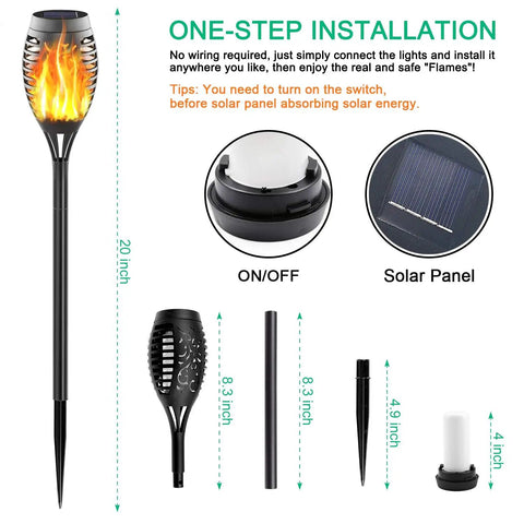 16 Pack Mini Solar Torch Lights With 12 LED Flickering Flame Outdoor Torches For Garden Pathway Patio Waterproof Landscape Lighting Dusk To Dawn Auto On Off