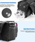 Women Gym Bag With Yoga Mat Holder And Shoe Compartment featuring ventilated shoe pocket with sneakers inside