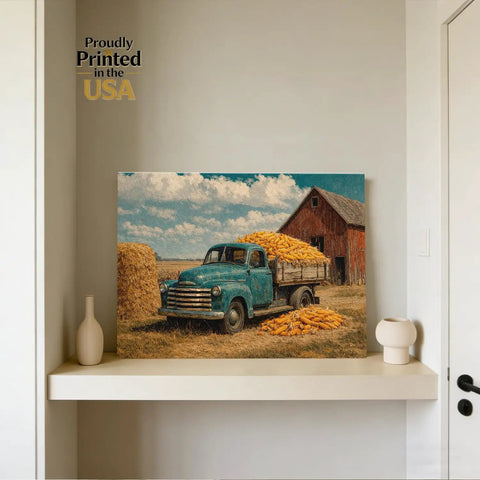 Farm Truck With Corn And Barn Wall Art For Kitchen And Living Room Cozy Autumn Harvest Farmhouse Decor Vibe Framed 8x12 Inch Rustic Countryside Print