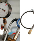 High Pressure Pump Hose Quick Connect Metal Coil Air Inflation Tube Works With Pressure Washers Compressors Plus Accessories Slick Easy Fit Fast Setup Efficient Home Garage Cleaning Tire Inflation And Fits Standard Nozzles Spot On Works Like A Charm, metal hose with gauge