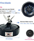 7 Fin Blade Extractor With Gasket Replacement, Fits Various Nutri Ninja Models, Displayed with 7-fins and instructional notes