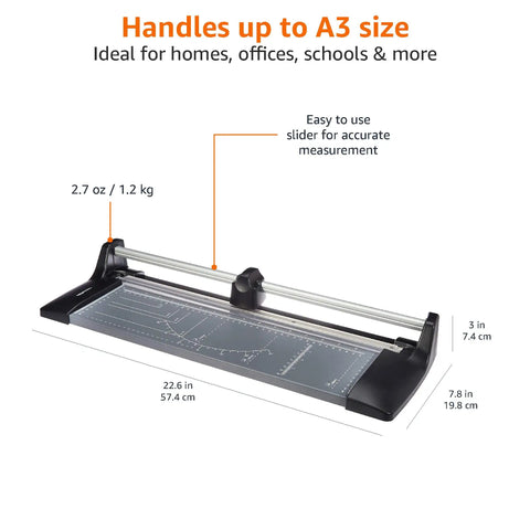 A3 Rotary Paper Trimmer With Built Different Metal Base, Precision Blade Cuts Laminates And Photos Butter Smooth, See Through Clamp Handles Ten Sheets Easy, Zero Hassle Workhorse For Office Or Home Desk
