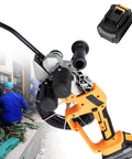 Pro Grade Cordless Electric Wire Puller With Slick Stepless Speed Dial And Bendable Guide Rod, battery included, used by electricians.