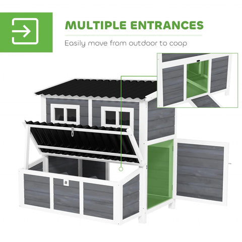 Wooden Chicken Coop 39 Inch With Nesting Box And Pull Out Tray, waterproof roof, multiple entrances, outdoor hen house