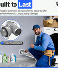 Technician installing Magnetic Dryer Vent Connector Kit MV 180 For 4 Inch Tight Spaces with strong magnetic seal.