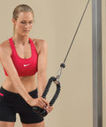 Person using Heavy Duty Triceps Rope With High Carbon Steel Swivel For Press Downs Curls Crunches Kickbacks And Deltoid Raises