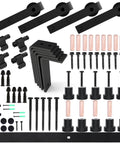 Ceiling Mount Sliding Barn Door Hardware Kit For Low Ceiling With L Shape Brackets, 6 Ft Track, Fits 18 Inch Wide Double Wood Doors