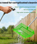 Washing 2 In 1 Chicken Poop Scooper And Rake With Handle 12 Inch Heavy Duty Metal Coop Cleaner near a wooden fence