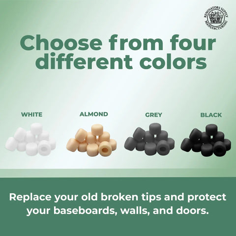 Premium Silicone Door Stopper Tips White Five Eighth Inch Replacement Caps Ten Pack Durable Door Stop Bumpers Crack Resistant
