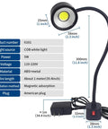 Beast Mode Bright 500 Lumens LED Magnetic Work Light With 11.8 Inch Flexible Gooseneck showing dimensions and specifications.