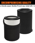 Replacement Vacuum Filter Set For Rigid 5 To 20 Gallon And Husky 6 To 9 Gallon Shop Vacs With Extra Foam Sleeves Two Pack Heavy Duty Wet Dry Vacuum Filters That Fit WD06000 WD06200 WD06350 WD08000 WD09350 WD09450 WD09500, showing two black filters with text about quality.