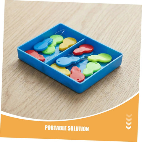 Gourd Shaped Needle Threaders 100 Pack Plastic Threading Tools For Hand Sewing And Embroidery in blue tray