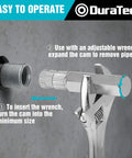 Internal Pipe And Nipple Extractor Set Three Piece Kit shows wrench expanding cam to remove pipe with instructions