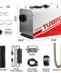 Kick The Freezer Chill With This 8KW Diesel Parking Heater Featuring Dual Voltage Hookups And Smart Display Remote Control Easy Bluetooth App Tuning For Campers Trucks Trailers Garages Or Shops Make Winter Cozy Again with components shown.