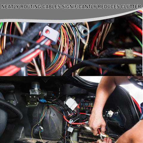 20 Pack Guide Clamps for Engine Throttle Cables with secure routing in engine bay, reducing clutter and vibration.