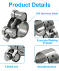6 Pcs T Bolt Hose Clamp Set 17 To 19 Mm 304 Stainless Steel Adjustable Tube Clamps Heavy Duty Turbo Pipe Clamps With Socket Wrench