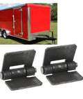 Stainless Steel Self-Closing Reversible Door Hinges Weld-On Butt Hinge Set 2 Pack 106 By 75 By 5 mm with red trailer background.