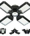 High Output 150W LED Garage Light With Four Adjustable Panels 15000 Lumens 6500K Daylight E26 E27 Shop Lighting shown in different views