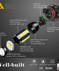 Exploded view of PSX24W 2504 LED Fog Light Bulbs Set Of 2 showing components and features like heat sink and projector lens.