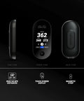Front, side, and back views of Ringer Magnetic Golf GPS Handheld With Touch Screen Display, Water Resistant Range Finder.