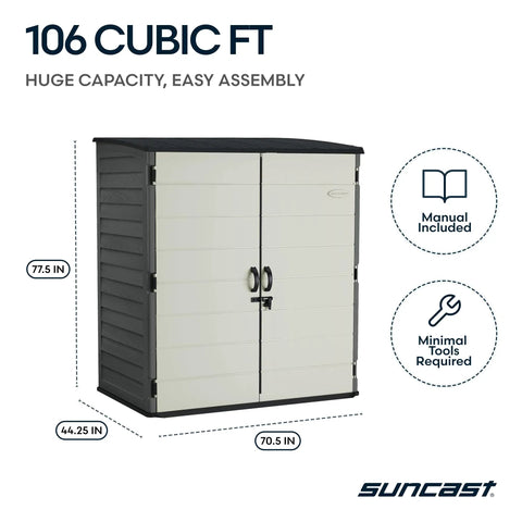 Massive 106 Cu Ft Vertical Outdoor Storage Shed With Floor And Lockable Double Doors For Your Backyard Gear