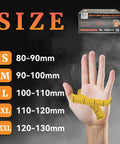GP CRAFT orange 8mil nitrile gloves; heavy-duty, industrial grade with diamond grip; size chart S-XXL