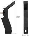 Two Pack High Lift Jack Mount Brackets For Truck Bed Deck Rail System, measuring 198mm x 25mm, black powder-coated aluminum.