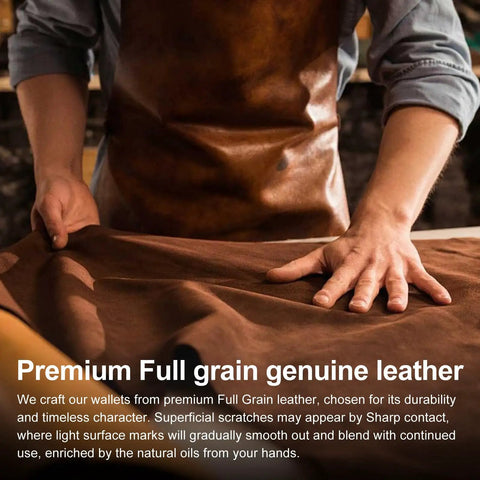 Artisan crafting Slim Genuine Leather Wallet For Men With RFID Blocking, Minimalist Front Pocket Design, Full Grain Leather