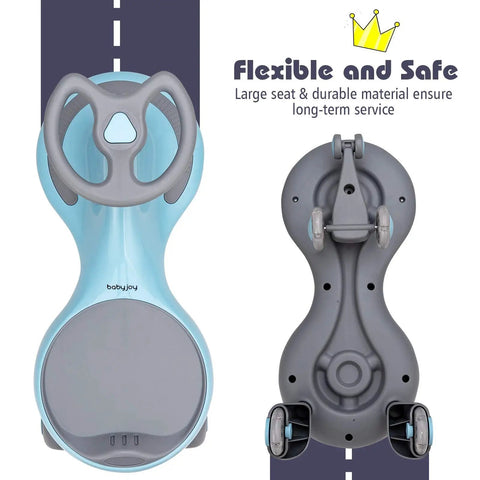 Top view of Trendy Swing Ride On Wiggle Car With Glowing Wheels And Easy Twist Steering Designed For Toddlers Age 3 Plus zero batteries needed.