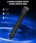 Large screw with long drive hex, 25 mm hex size, 26.5 mm hex drive, 0.9" shaft, ideal for heavy duty applications.