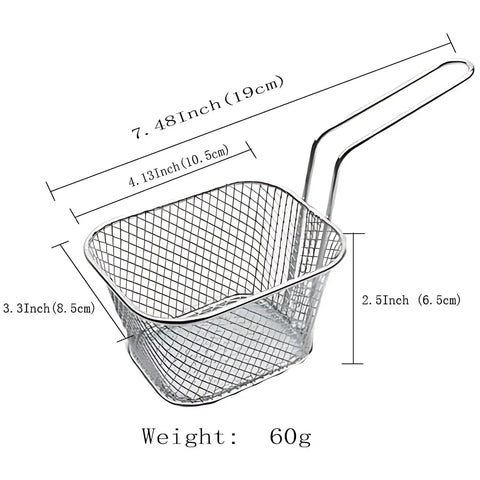 Image of Eight Pack Mini Square Fry Baskets For Fries And Sides, 4.1 By 3.3 By 2.6 Inch Table Serving Fry Baskets, Iron Wire Chrome Plated