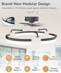 20 Inch Black Bladeless Ceiling Fan Drops Slick Integrated Looks With A Clean Seamless Silhouette Plus Bright Led Lighting Effortless App Control And A Tight Flush Mount Fit Perfect For Compact Rooms Where You Want Fresh Air That Feels Crisp assembly parts overview with fan blades and motor.