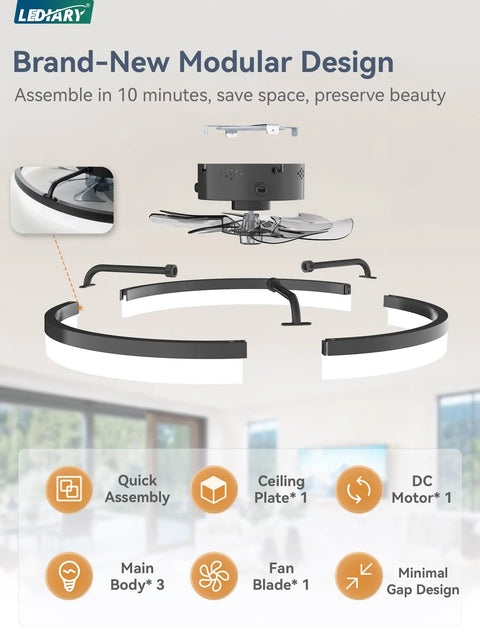 20 Inch Black Bladeless Ceiling Fan Drops Slick Integrated Looks With A Clean Seamless Silhouette Plus Bright Led Lighting Effortless App Control And A Tight Flush Mount Fit Perfect For Compact Rooms Where You Want Fresh Air That Feels Crisp assembly parts overview with fan blades and motor.
