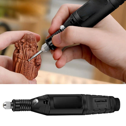 Mini Cordless Electric Drill 12V 13W Rotary Tool For Wood Carving And Hobby Projects Portable And Lightweight With Durable Build Perfect For Jade Bone Eggshell Kernel Plastic And Auto Components Polishing Engraving And Detailing, used on a small wood carving