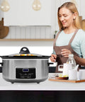 Woman in kitchen with crockpot featuring Pot Lid Knob Replacement For Crockpot And Slow Cooker Lids, Bakelite Handle