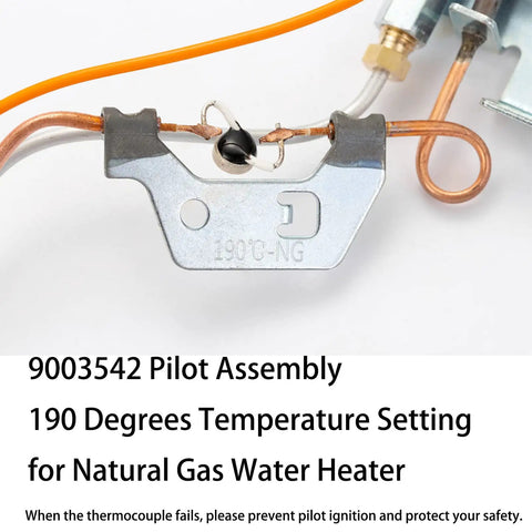 Close-up of Natural Gas Water Heater Pilot And Burner Assembly Replacement Kit includes metal components and wiring