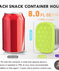 4-Pack 8oz Stainless Steel Snack Containers For Kids With Leak-Proof Silicone Lids next to a soda can for size comparison