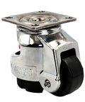 Badass Stainless Steel Leveling Casters With Retractable Polyamide Swivel Wheels 440 Pounds Load Capacity Set Of Four close-up view of caster wheel with stainless steel body.