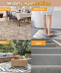 Image showing varied uses for Non Slip Rug Grippers With Strong Adhesive Double Sided Tape For Area Rugs in different environments.