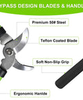 Two In One Garden Pruning Kit With Lopper And Shears showing lopper with steel blade, Teflon coating, and ergonomic handle