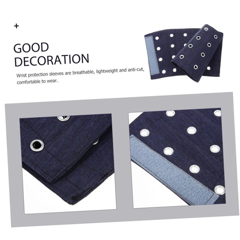 Heavy Duty Cut Resistant Wrist Sleeves For Men And Women, Featuring Breathable Arm Guards For Gardening, Mechanic Repair, And Industrial Tasks. Dark blue fabric with anti-cut features.