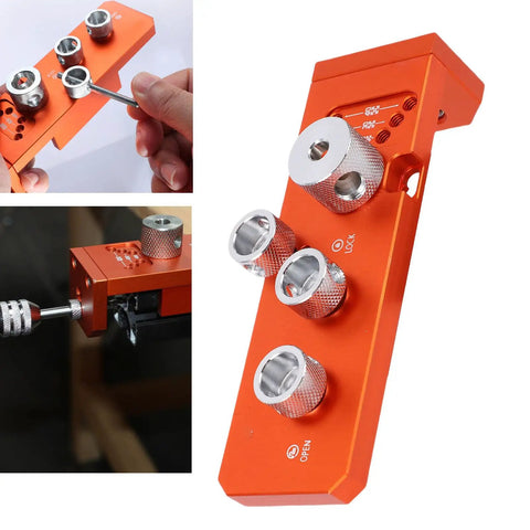 Heavy Duty Aluminum Profile Drill Guide And Tapping Chuck Kit designed for 20 Through 40 Series Extrusions, showing drill inserts and rail bar.