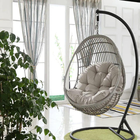 Hanging Egg Chair Cushion Set For Indoor Outdoor Use, Waterproof Ultra Soft Hammock Seat Pad And Back Cushion, Light Gray