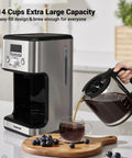 14-Cup Programmable Drip Coffee Maker With Normal And Strong Brew For Home Or Office, Glass Carafe, Silver, man pouring coffee