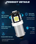 Product details of 12V White BA9S LED bulb with 5050 chips for car interiors, showing design features and specifications.