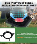 Portable Propane Camping Stove With Single Burner Windproof Design Includes Gas Hose And 10.6 Inch Carry Bag, disc windproof feature